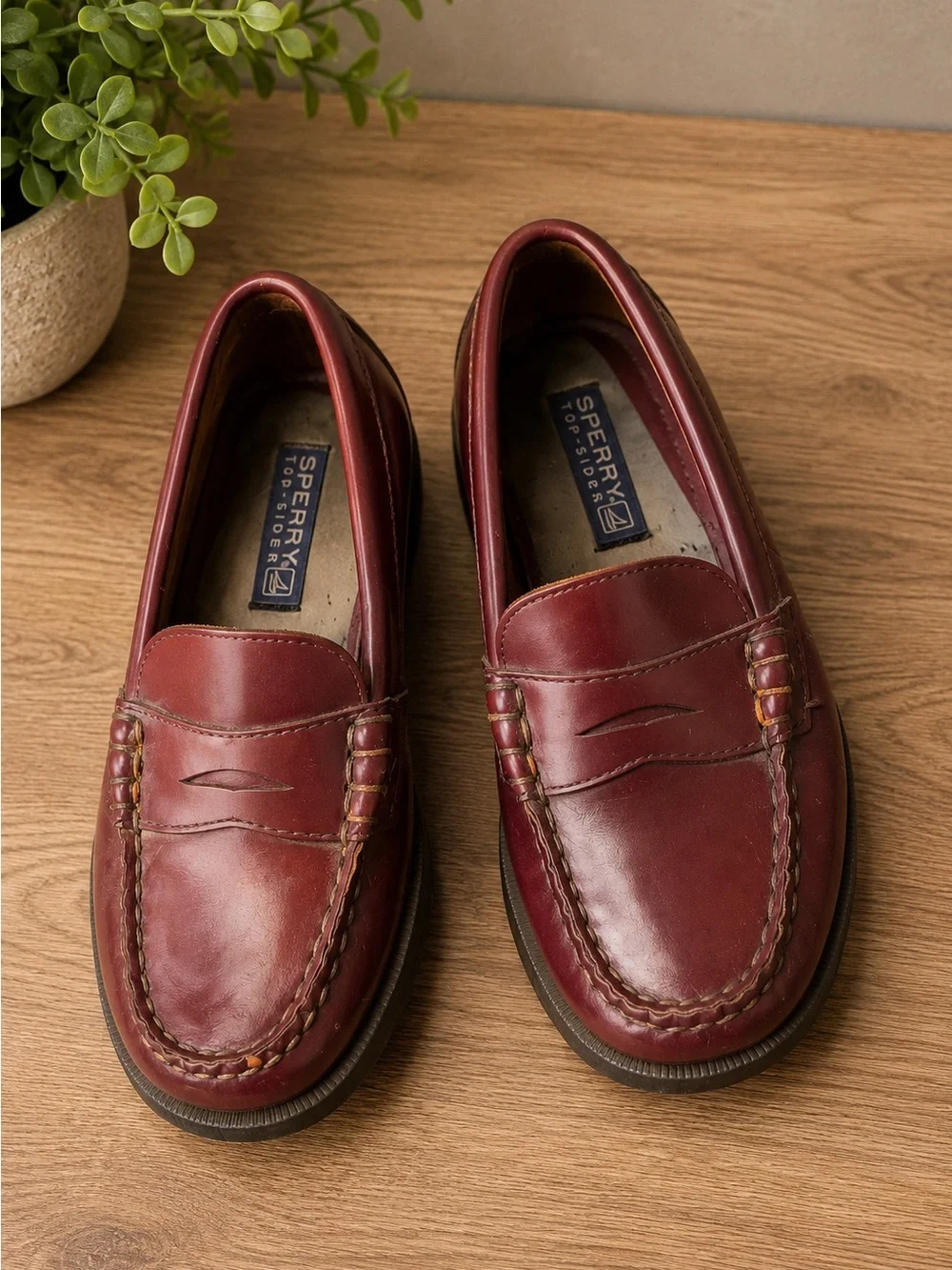 Sperry Top-Sider Colton Penny Loafers Burgundy Leather Kids Size 10.5